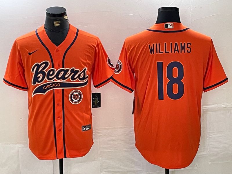 Men Chicago Bears #18 Williams Orange Joint Name 2024 Nike Limited NFL Jersey style 2